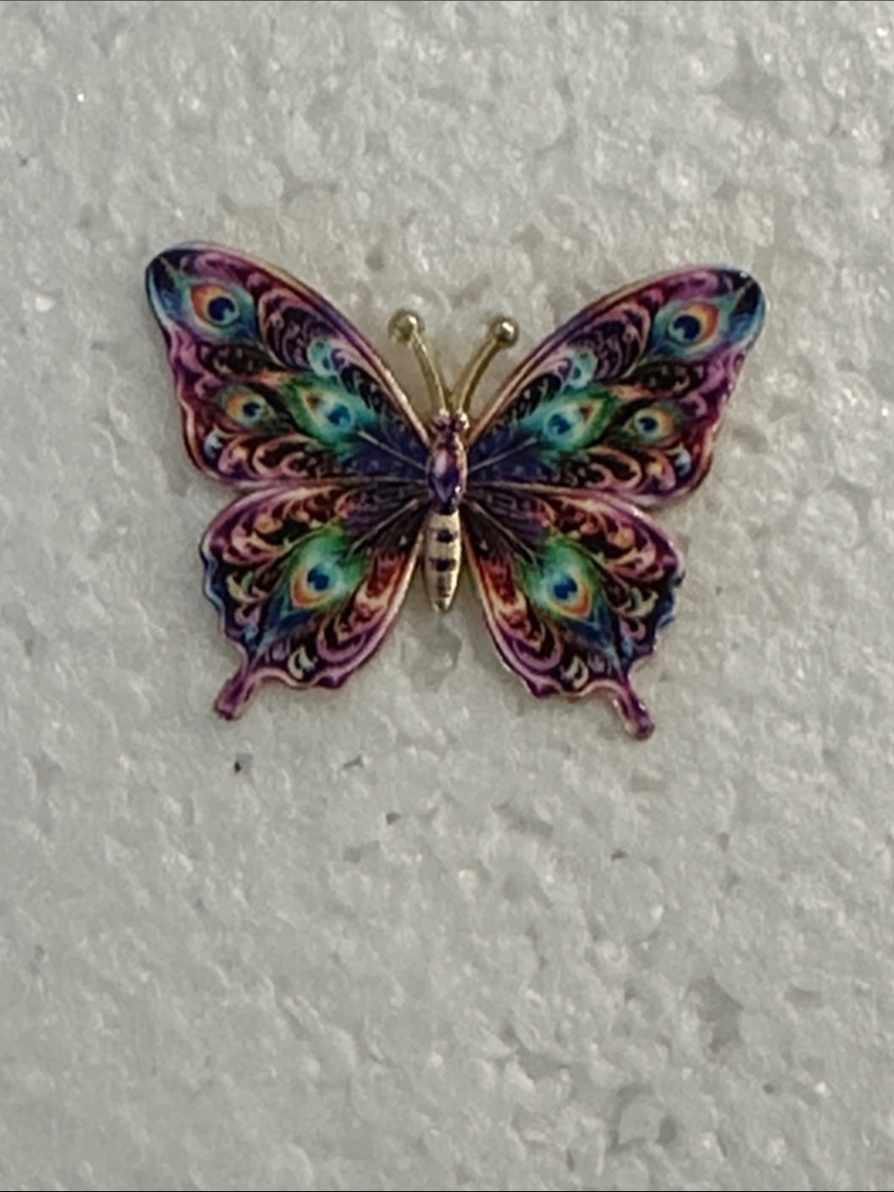 Multicolor Butterfly Enamel Brooch - Vibrant Purple and Blue Accent